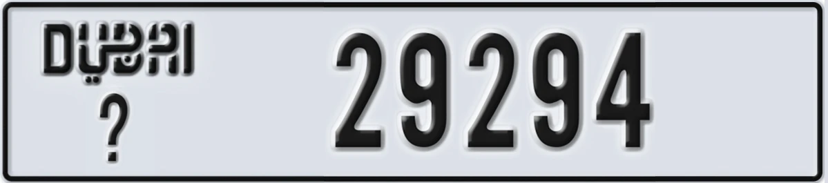 UAE License Plate Dubai X 29294