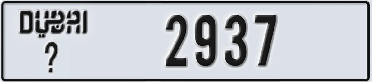 UAE License Plate Dubai X 2937