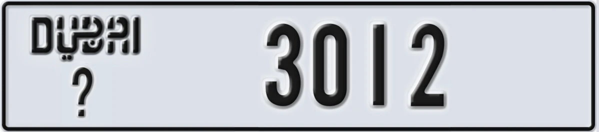 UAE License Plate Dubai @ 3012