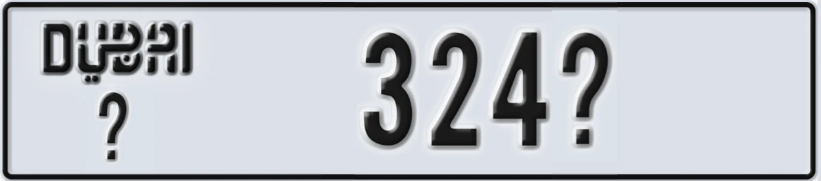 UAE License Plate Dubai X 324X