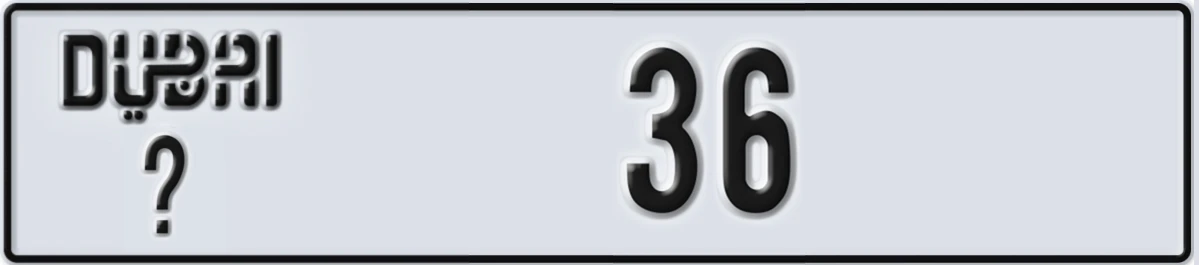 UAE License Plate Dubai @ 36