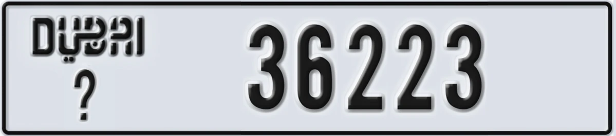 UAE License Plate Dubai X 36223