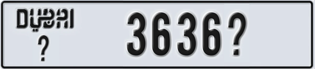 UAE License Plate Dubai X 3636X