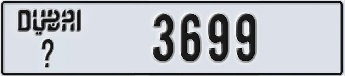 UAE License Plate Dubai X 3699