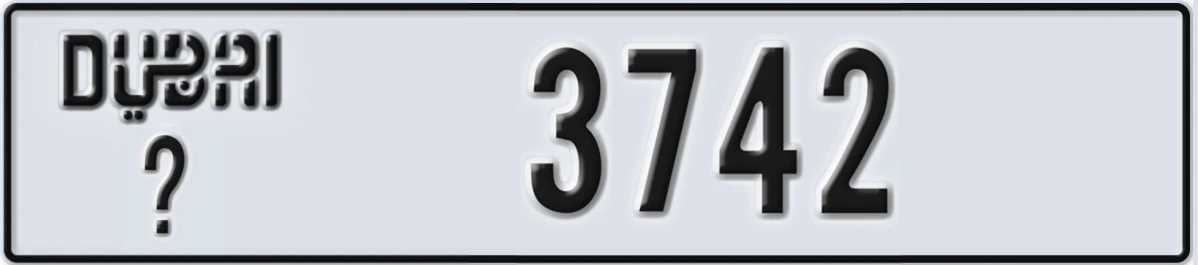 UAE License Plate Dubai @ 3742