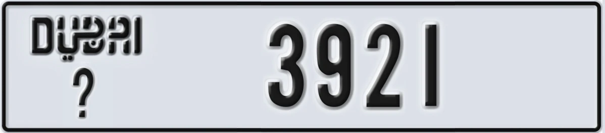 UAE License Plate Dubai @ 3921