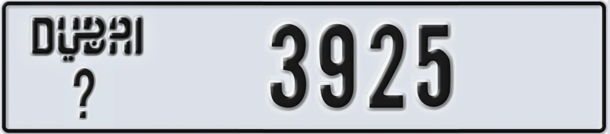 UAE License Plate Dubai @ 3925