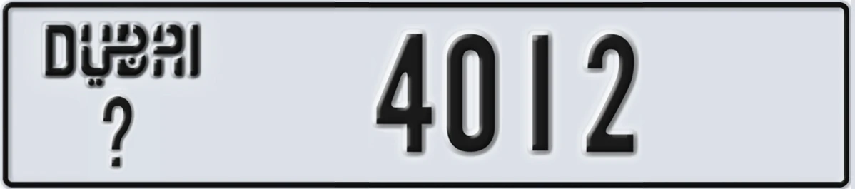 UAE License Plate Dubai X 4012