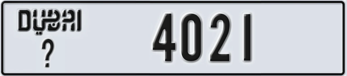 UAE License Plate Dubai @ 4021