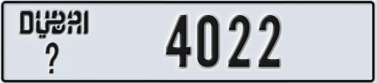 UAE License Plate Dubai @ 4022