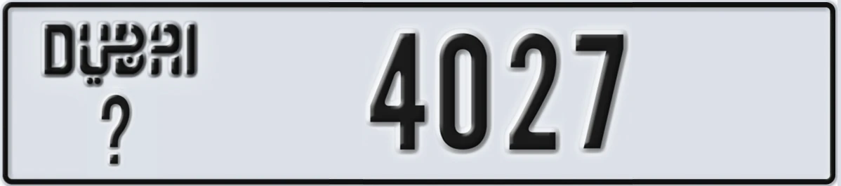 UAE License Plate Dubai X 4027