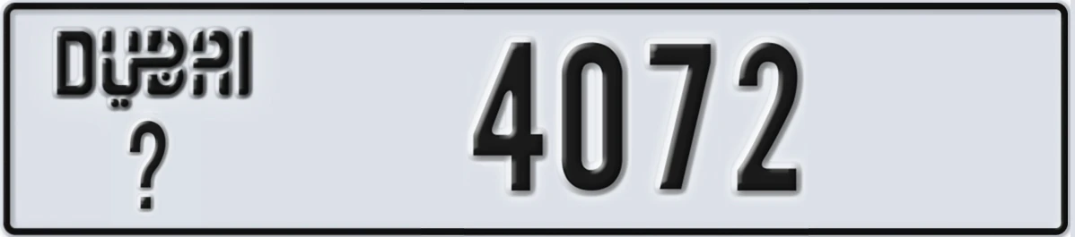 UAE License Plate Dubai @ 4072