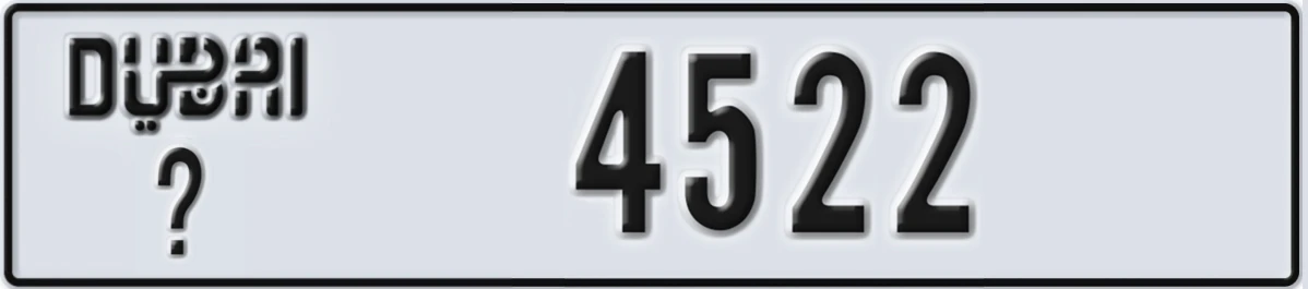 UAE License Plate Dubai X 4522