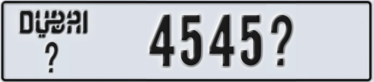 UAE License Plate Dubai @ 4545X