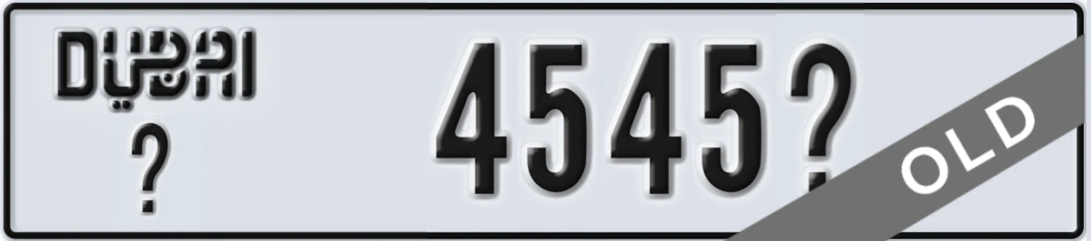 UAE License Plate Dubai X 4545X