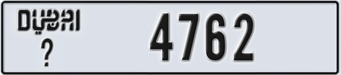 UAE License Plate Dubai X 4762