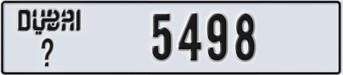 UAE License Plate Dubai @ 5498
