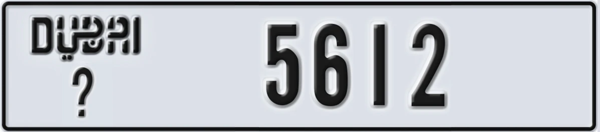 UAE License Plate Dubai X 5612