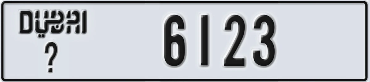 UAE License Plate Dubai @ 6123