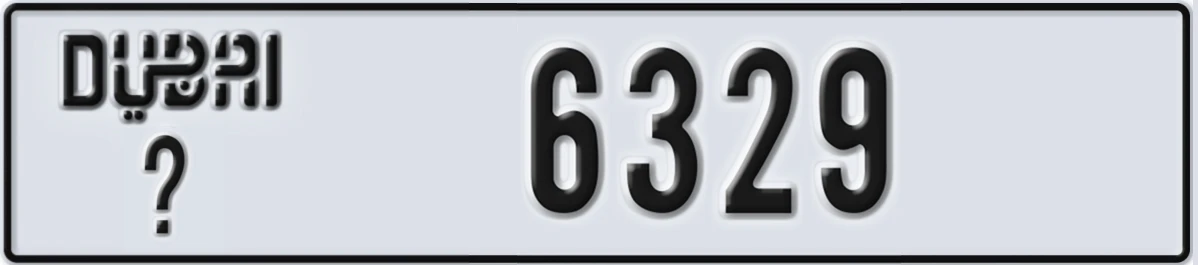 UAE License Plate Dubai X 6329