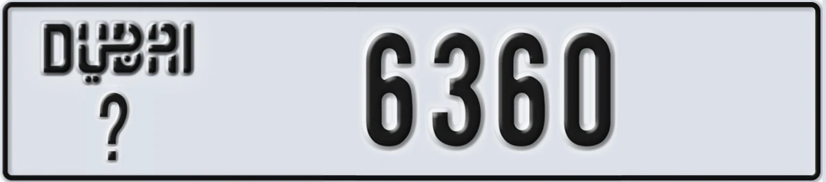 UAE License Plate Dubai @ 6360