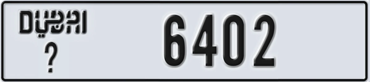 UAE License Plate Dubai X 6402