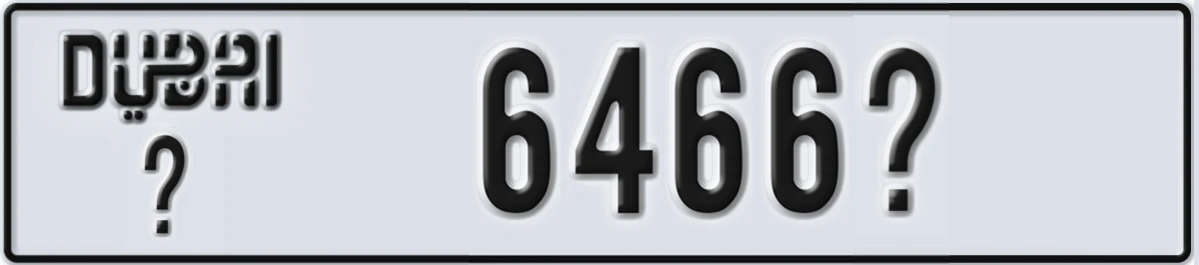 UAE License Plate Dubai @ 6466X