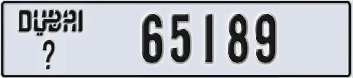 UAE License Plate Dubai X 65189