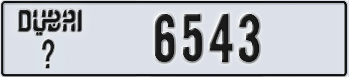 UAE License Plate Dubai @ 6543