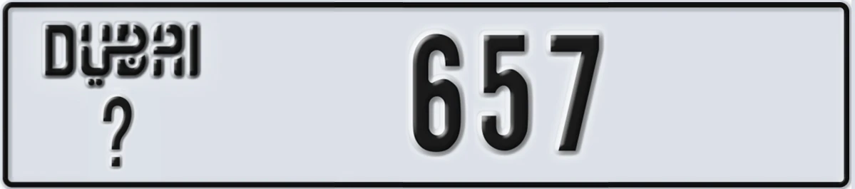 UAE License Plate Dubai @ 657