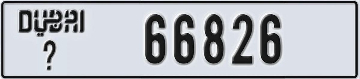 UAE License Plate Dubai X 66826