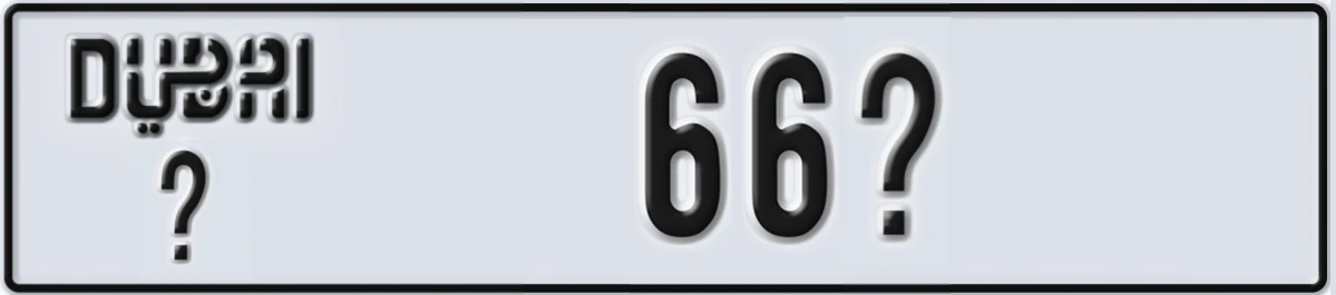UAE License Plate Dubai @ 66X