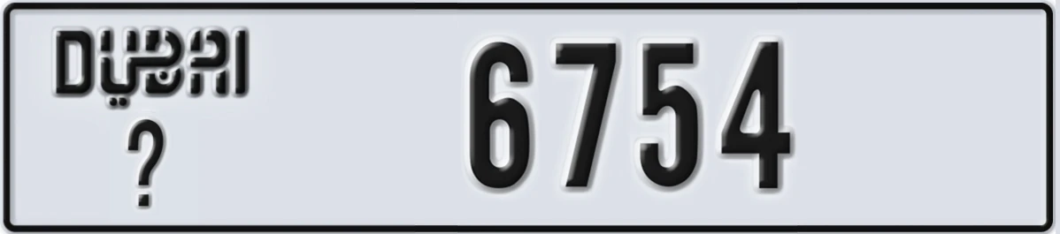 UAE License Plate Dubai @ 6754
