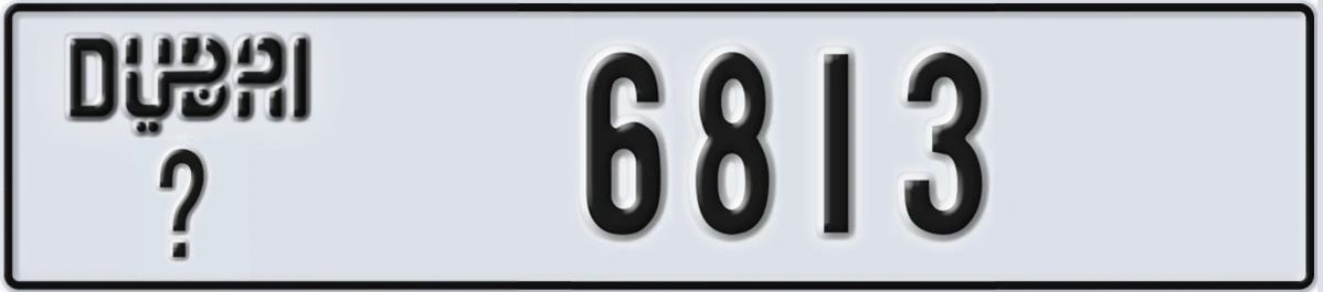 UAE License Plate Dubai X 6813
