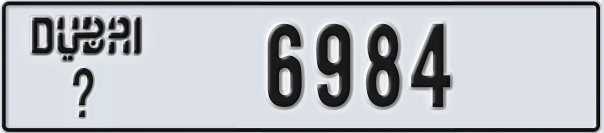 UAE License Plate Dubai X 6984