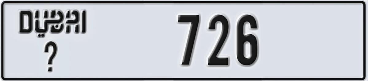 UAE License Plate Dubai @ 726