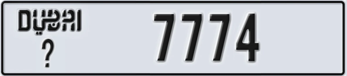 UAE License Plate Dubai @ 7774