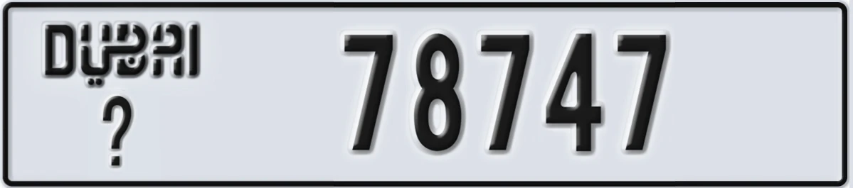 UAE License Plate Dubai X 78747