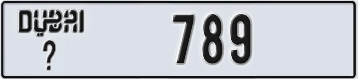 UAE License Plate Dubai @ 789