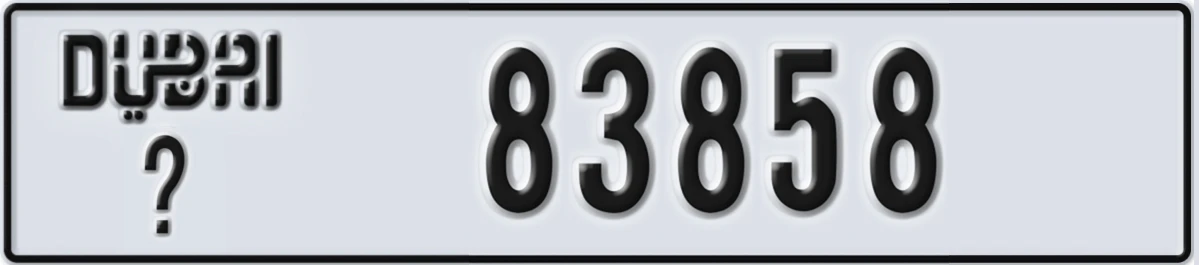 UAE License Plate Dubai X 83858