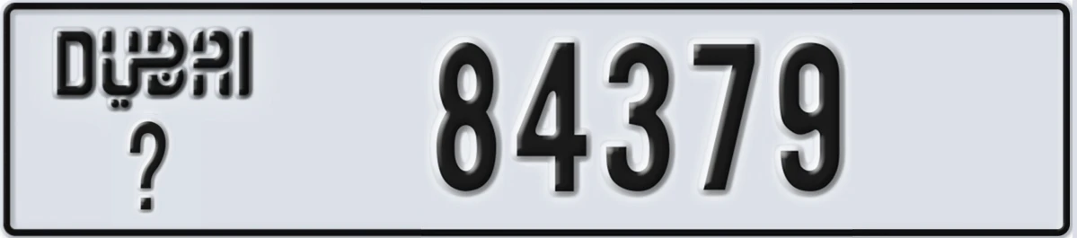 UAE License Plate Dubai X 84379