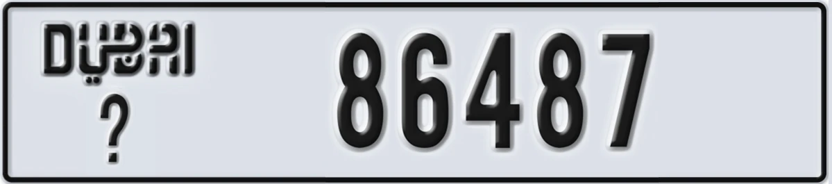 UAE License Plate Dubai X 86487