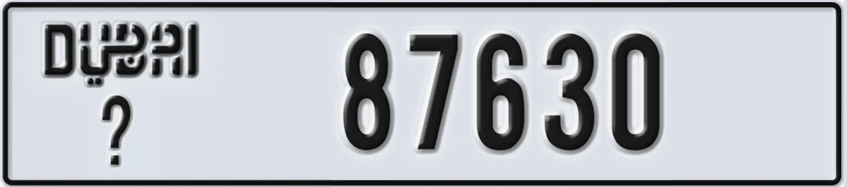 UAE License Plate Dubai X 87630