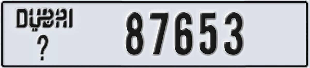 UAE License Plate Dubai @ 87653