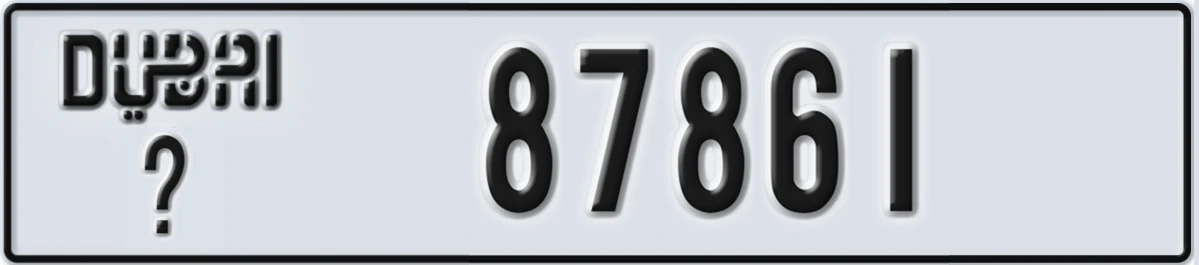 UAE License Plate Dubai X 87861