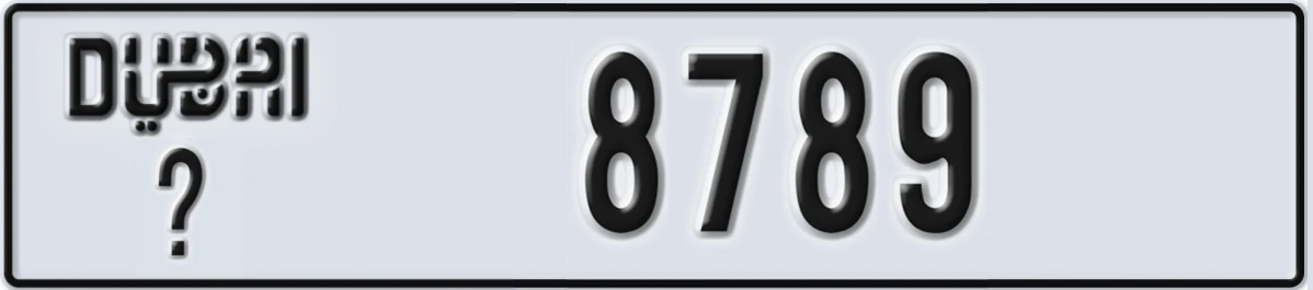 UAE License Plate Dubai @ 8789