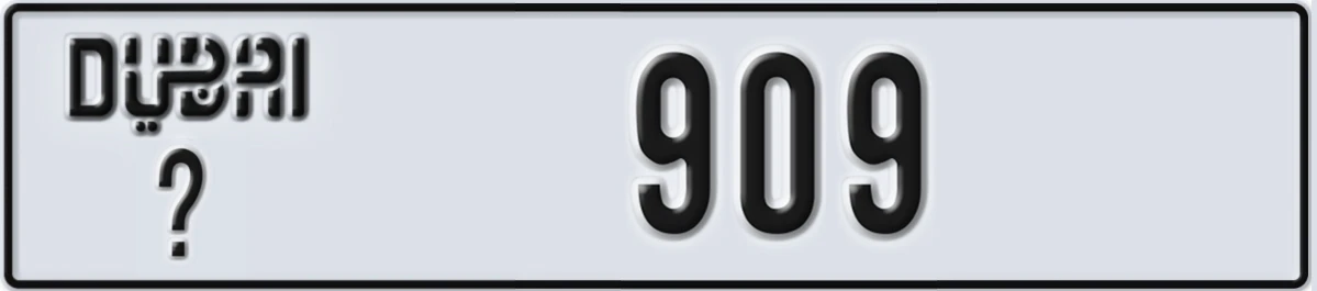 UAE License Plate Dubai @ 909