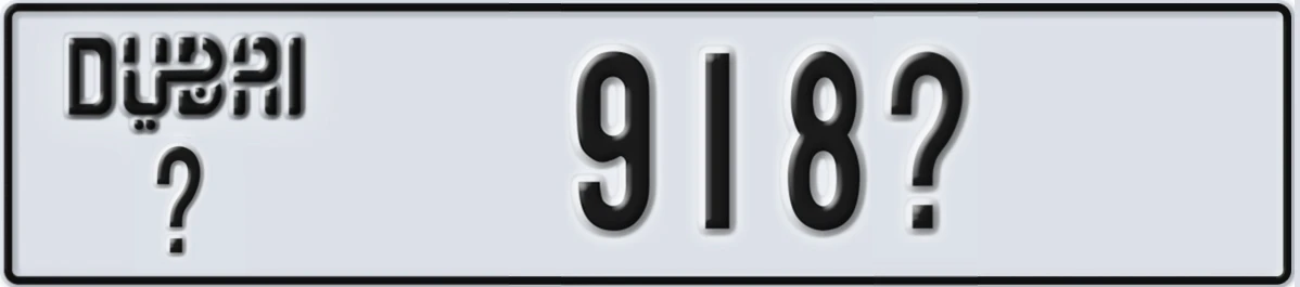 UAE License Plate Dubai @ 918X