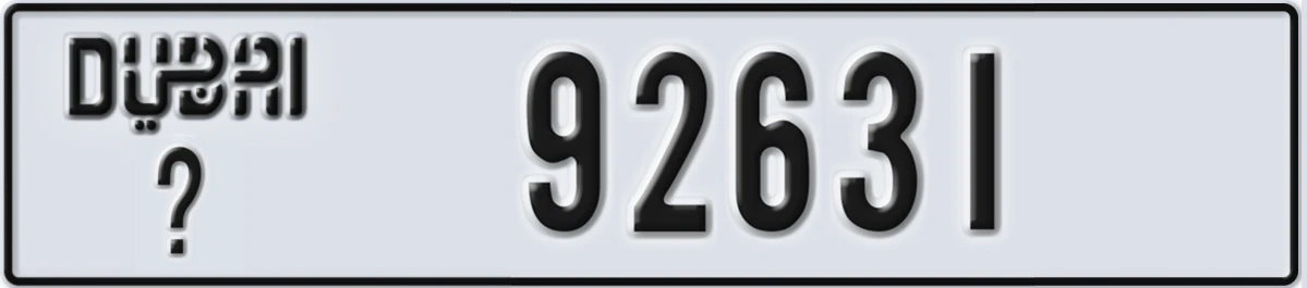 UAE License Plate Dubai X 92631