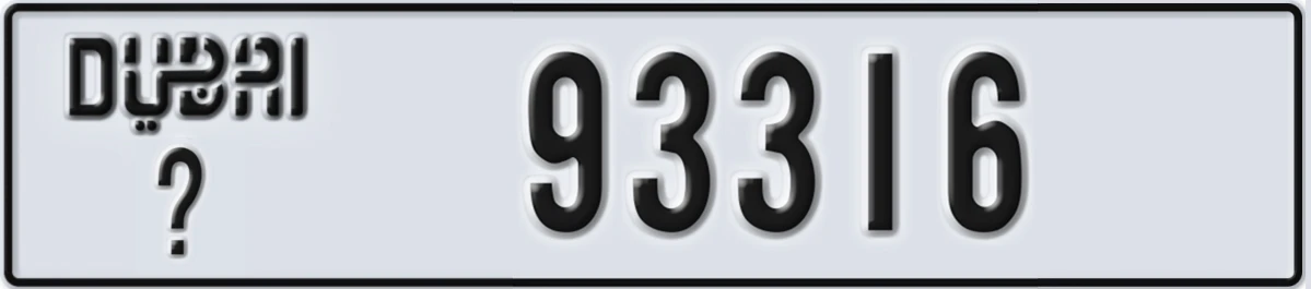 UAE License Plate Dubai X 93316